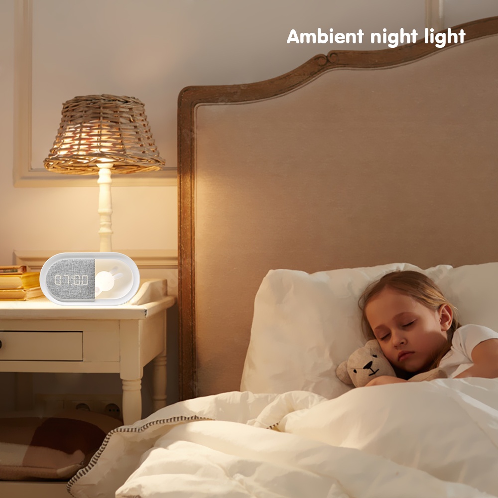 Cute Silicone Rabbit Snooze Alarm Clock with Dimming Night Light LCD Light Sensored Brightness Adjusts Bedroom Digital Clock