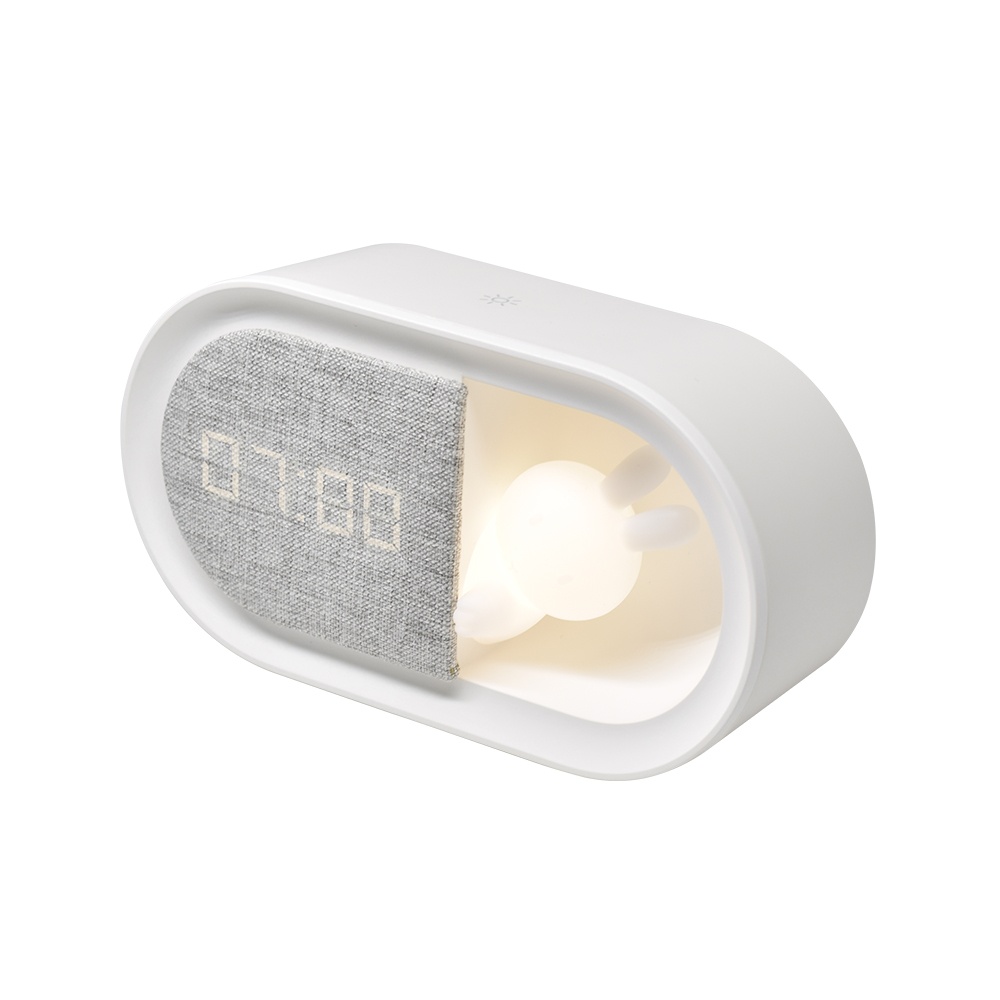 Cute Silicone Rabbit Snooze Alarm Clock with Dimming Night Light LCD Light Sensored Brightness Adjusts Bedroom Digital Clock