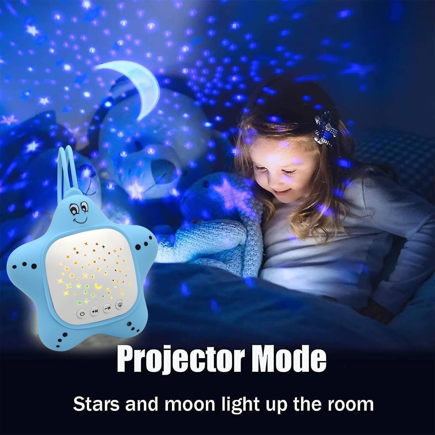 Portable Baby White Noise Sound Sleep Trainer with Projector Night Light Sleep Sound Aid Soother Calming Music Crib Toys