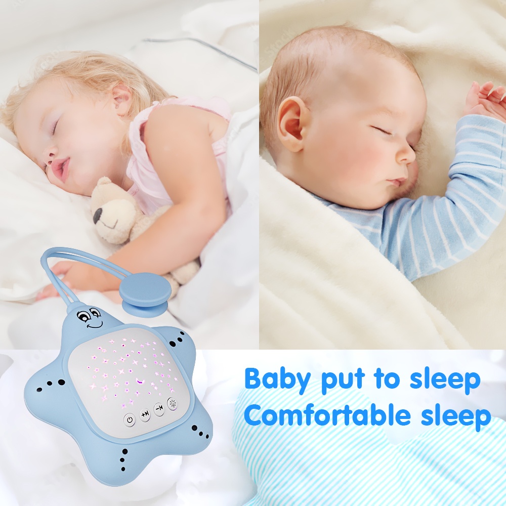 Portable Baby White Noise Sound Sleep Trainer with Projector Night Light Sleep Sound Aid Soother Calming Music Crib Toys