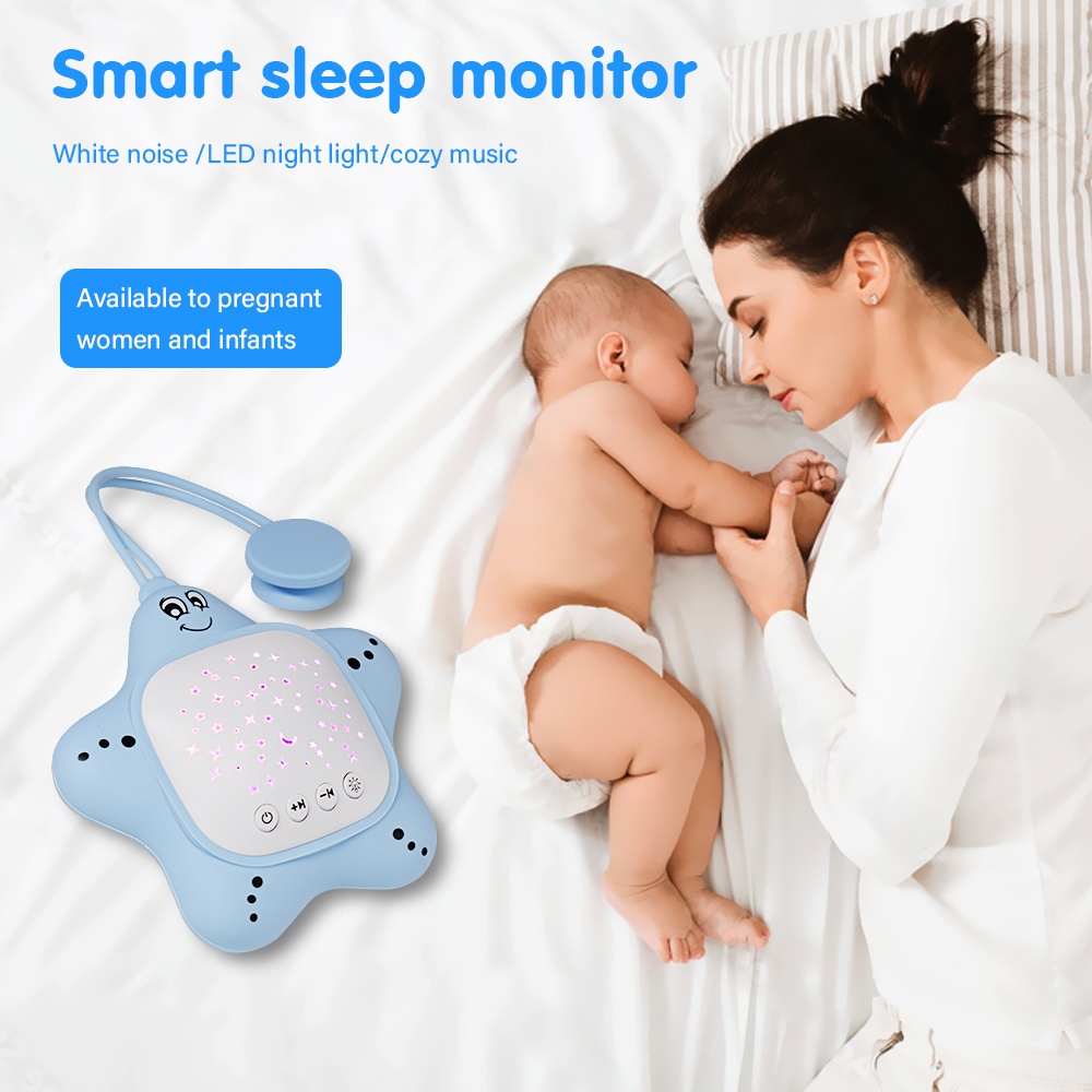 Portable Baby White Noise Sound Sleep Trainer with Projector Night Light Sleep Sound Aid Soother Calming Music Crib Toys