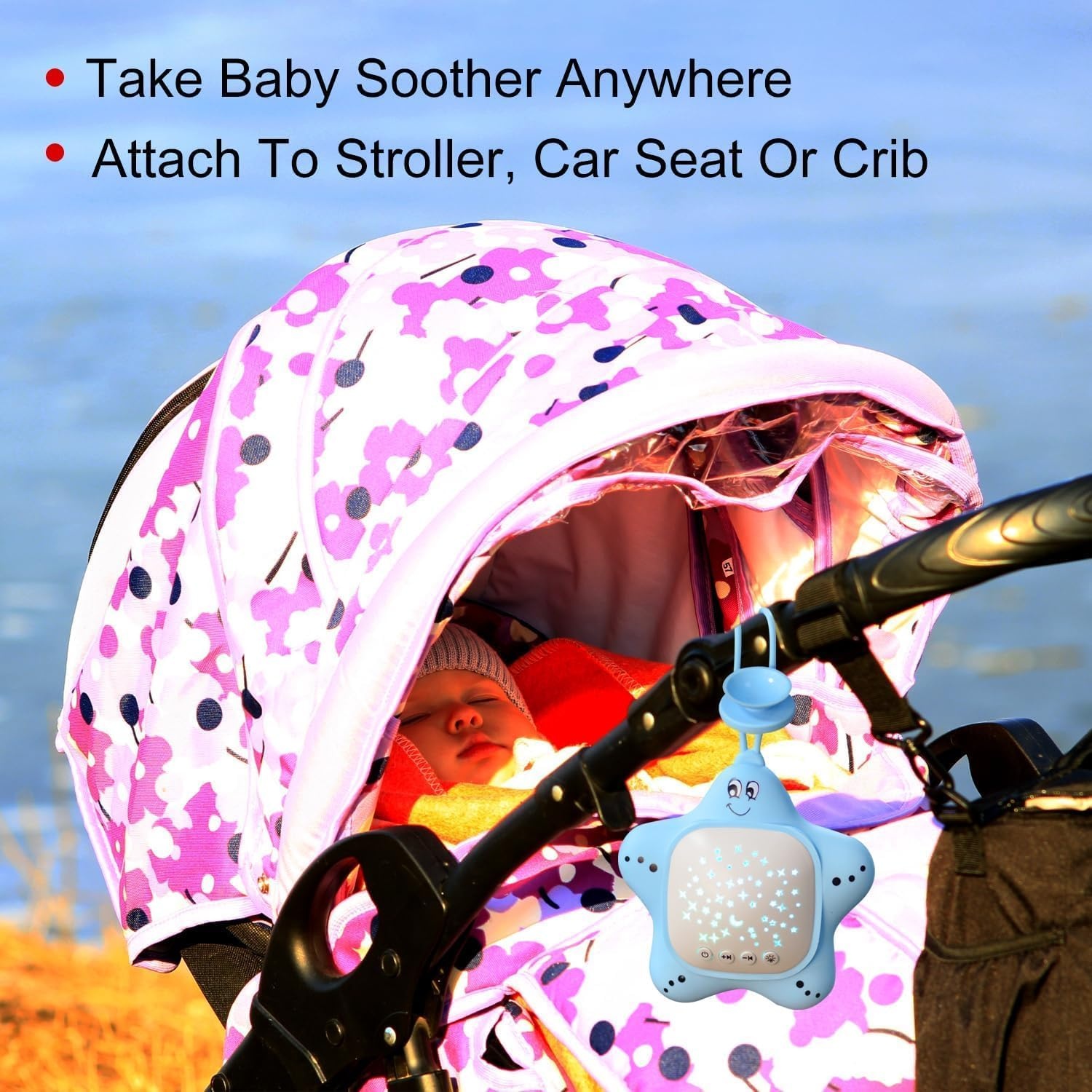 Portable Baby White Noise Sound Sleep Trainer with Projector Night Light Sleep Sound Aid Soother Calming Music Crib Toys