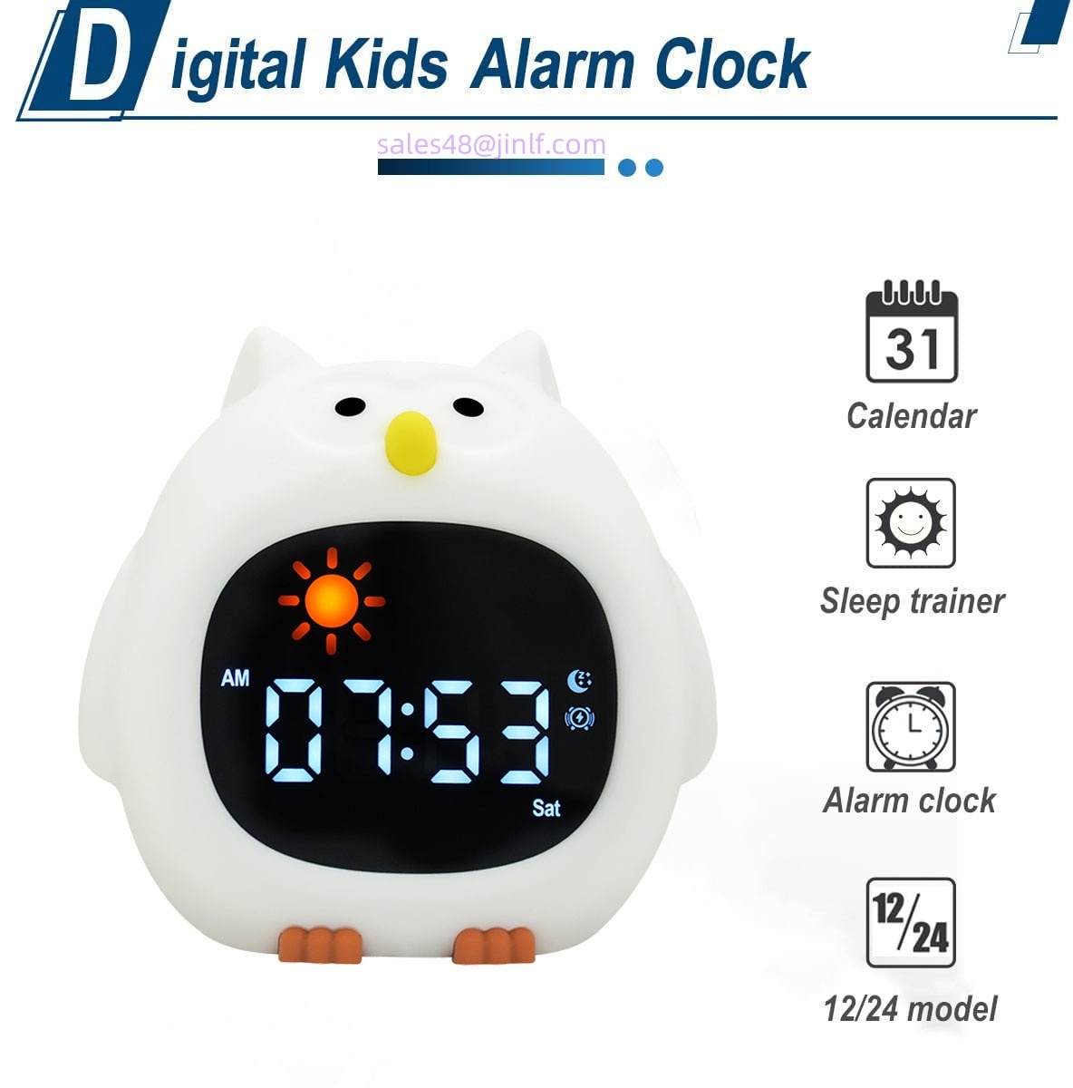 USB Charging Toddler Sleep Trainer Clock Small Bedside Digital Sunrise Alarm Clock Dinosaur Kids Alarm Clock with Night Light