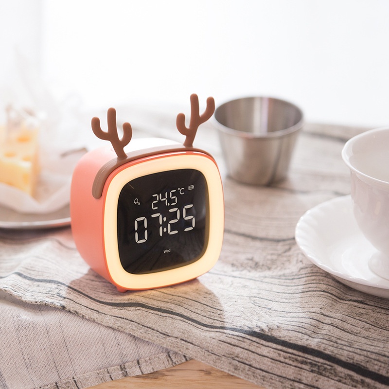 Cartoon Kids Alarm Clock Light Alarm Clock Digital Alarm Clock With Charging Port