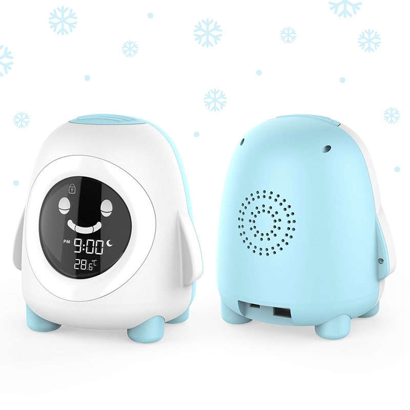 2022 Kids Clock Cute Cartoon Gift Penguin Sleeping Trainer Alarm Children Mini Clock MultiColor LED Night Light with Temperature
