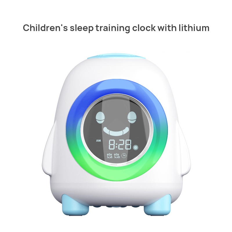 2022 Kids Clock Cute Cartoon Gift Penguin Sleeping Trainer Alarm Children Mini Clock MultiColor LED Night Light with Temperature