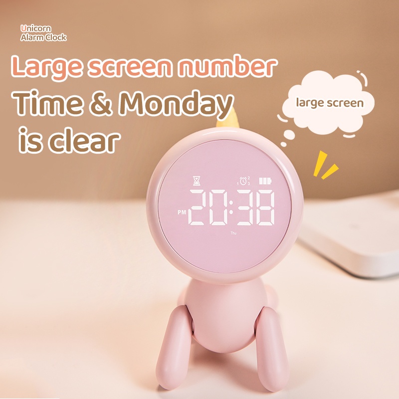 Banqcn rechargeable alarm clock Lamp cartoon multi-function student alarm clock children bedroom bedside night light