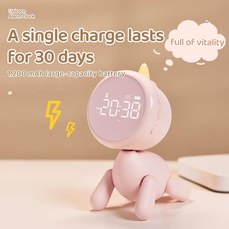 Banqcn rechargeable alarm clock Lamp cartoon multi-function student alarm clock children bedroom bedside night light
