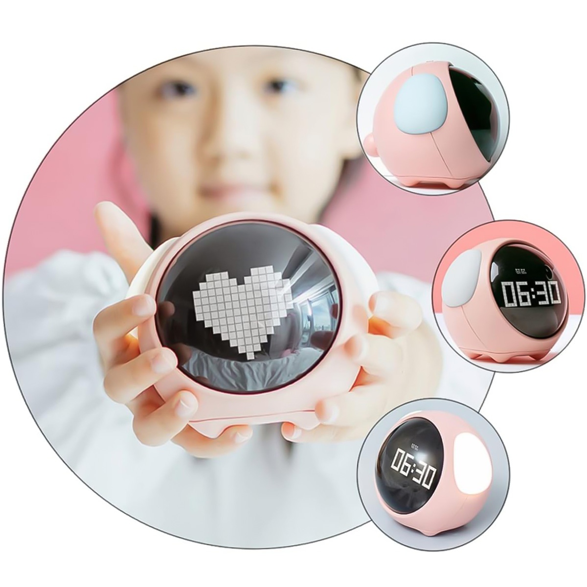 despertador alarme cute expression led toddler wake up sleep trainer clock kids children's teaching clocks digital timer