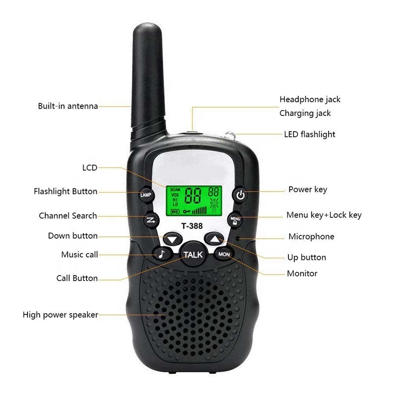 Children Radio Toy Walkie Talkie Kids Radio UHF Two Way Radio T-388 Children's Walkie Talkie Pair For Kids