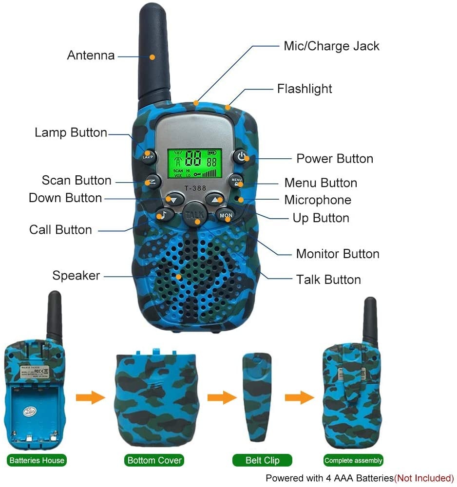 2022 Walkie Talkies for Kids Upgraded Camouflage 22 Channels 2 Way Radio with LCD Walkie Talkie Flashlight Toys Gift