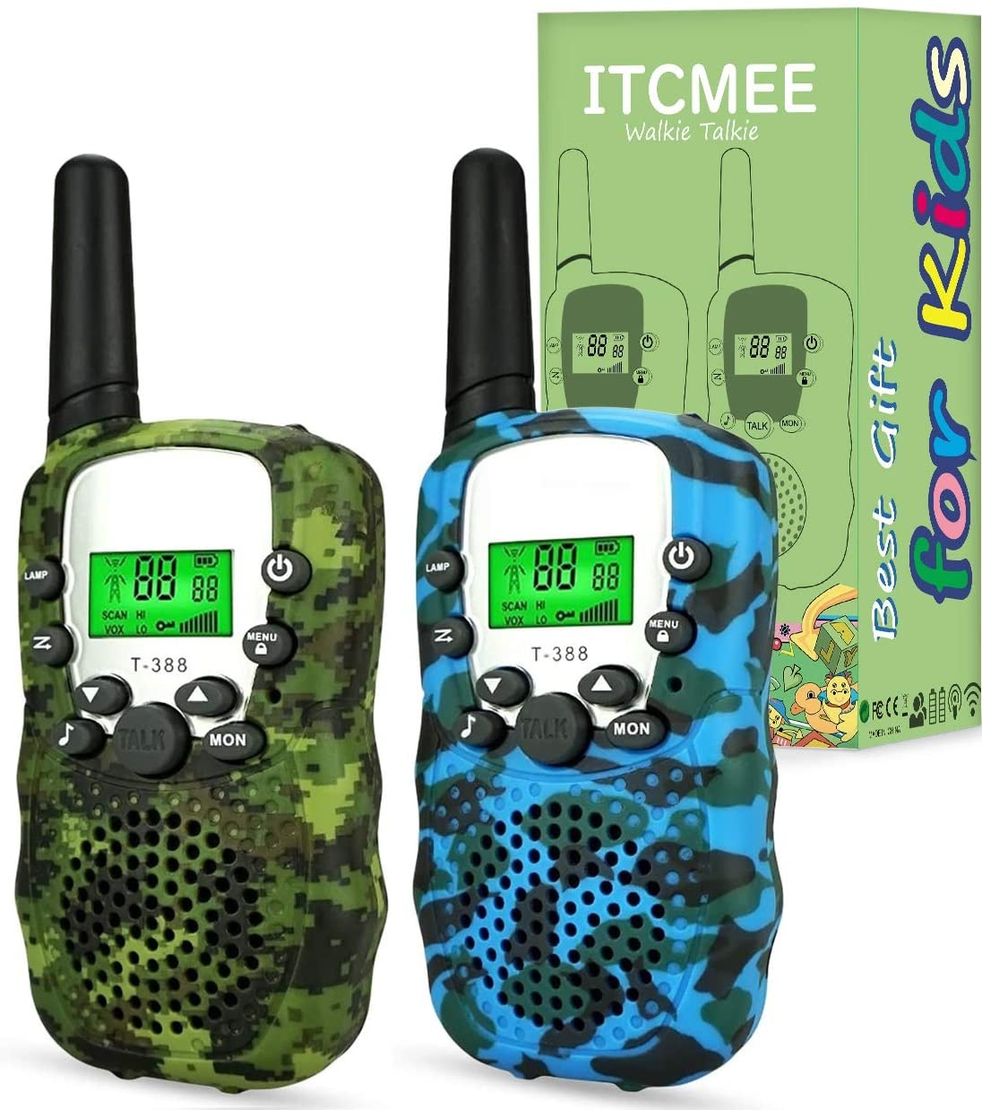 2022 Walkie Talkies for Kids Upgraded Camouflage 22 Channels 2 Way Radio with LCD Walkie Talkie Flashlight Toys Gift