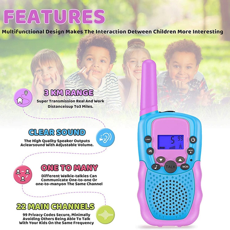 Walkie Talkies for Kids 22 Channels 2 Way Radio Toy with Backlit LCD Flashlight