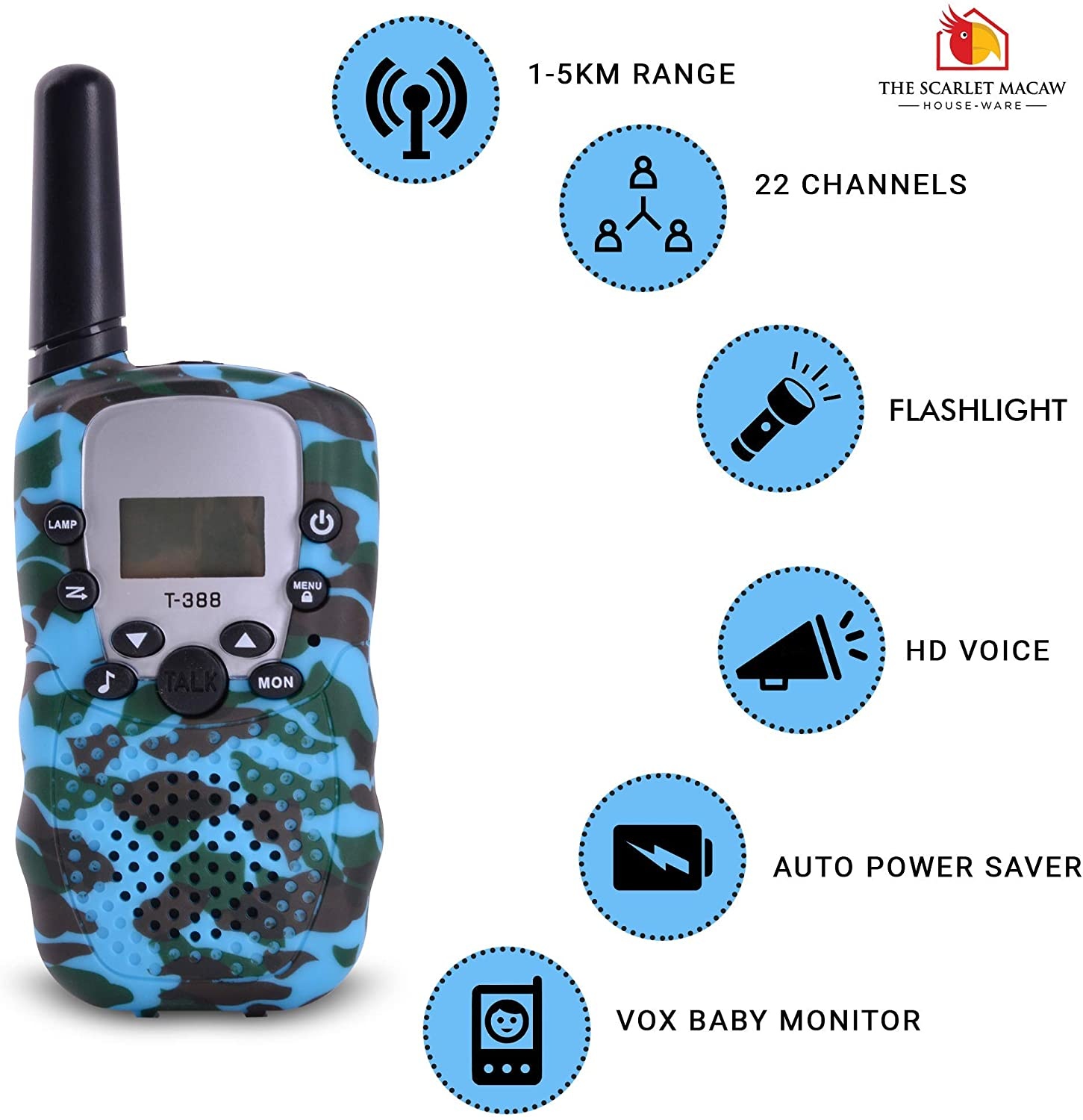 Walkie Talkies for Kids, 3 KMs Long Range Handheld Children Walkie Talkie Toy Great Gift for Kids Boys and Girls 3 Pack