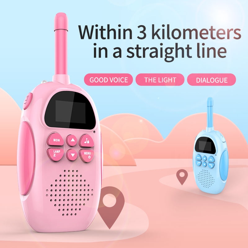 Hot Selling Cheap Custom Portable 3-5km Long Range 1000mAh Battery Radio Interphone Toy With Flashlight For Children Gift