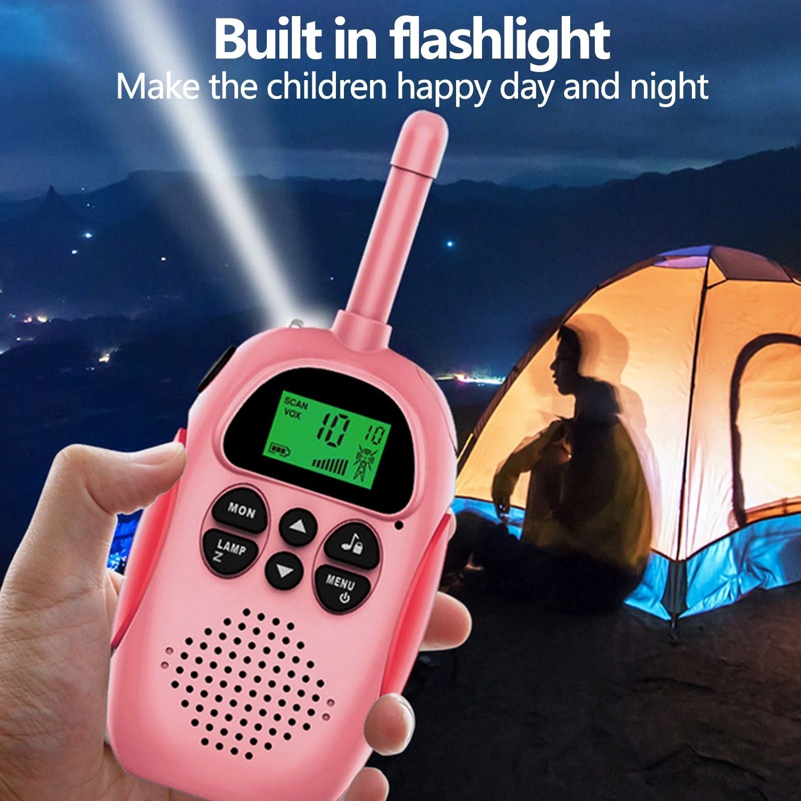 Hot Selling Cheap Custom Portable 3-5km Long Range 1000mAh Battery Radio Interphone Toy With Flashlight For Children Gift