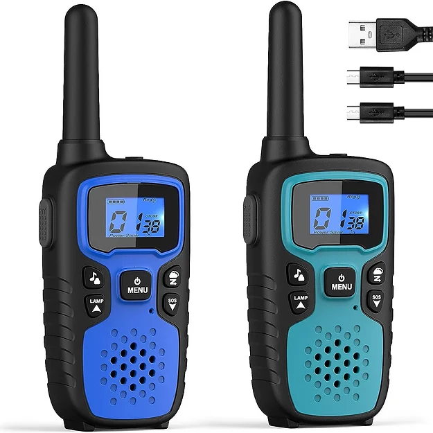 NOAA Weather Alert Walkie Talkie - 36 Miles Range, LCD Display, VOX Hands-Free, USB Rechargeable