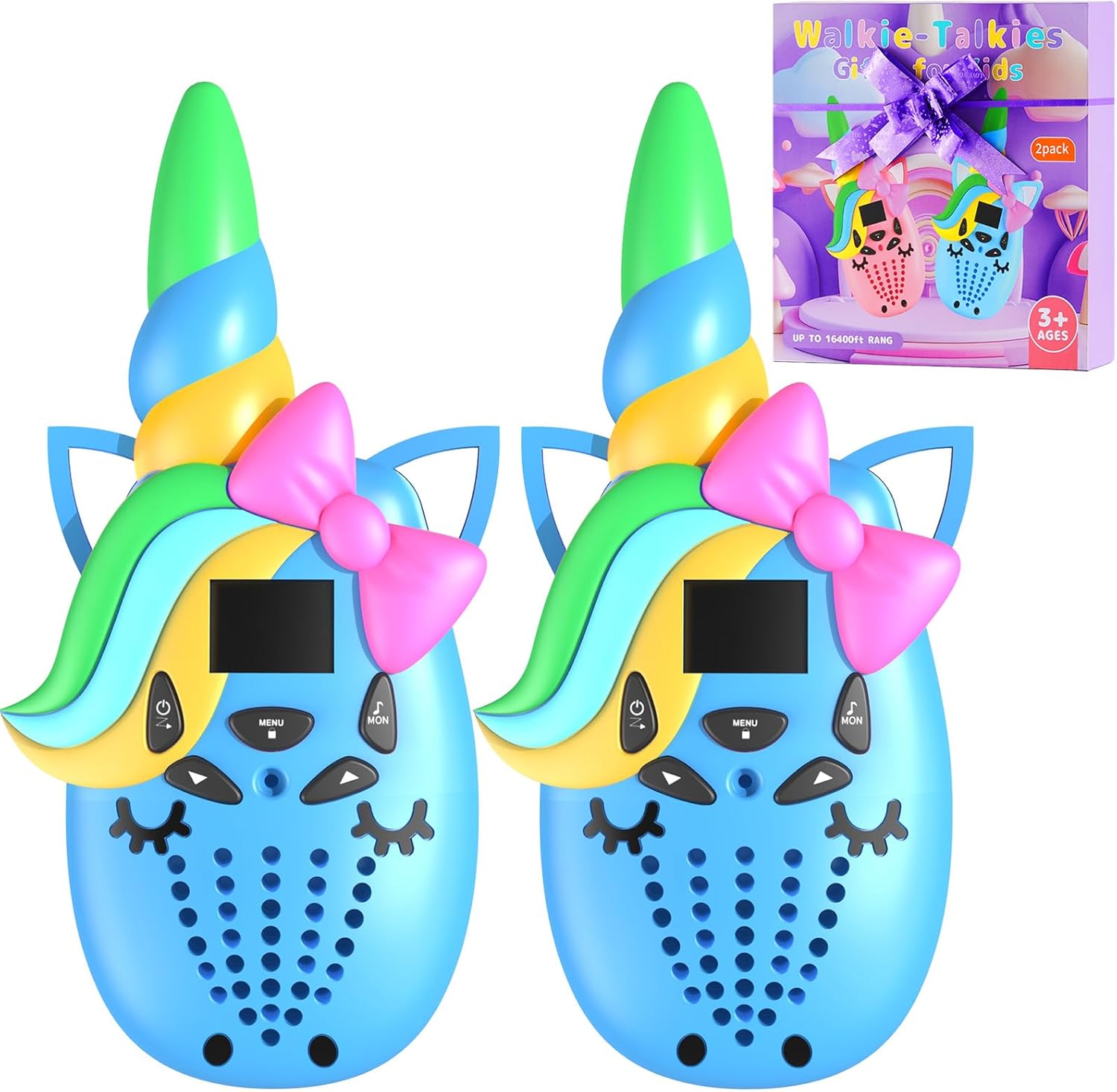 Eenhoorn Kids Walkie Talkies – 3 Mile Range, Schattig Eenhoorn Design met Digitaal Display, Perfect Gift voor Meisjes Leeftijden 3+