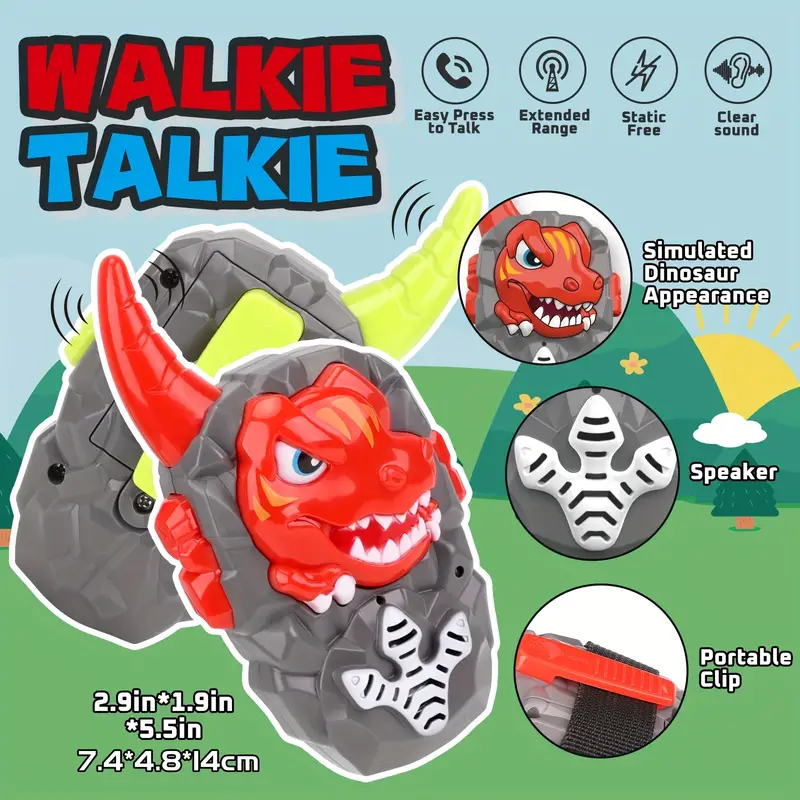 Dětská Walkie Talkie Toy s dinosaury tématem, obousměrná bezdrátová komunikace, vhodná pro věky 3+