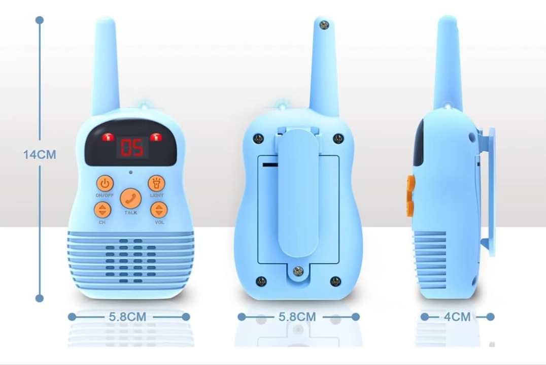 3KM Dětská Walkie Talkie, Dlouhý dosah, Redukce hluku, Svítilna, 16 kanály, CE certifikovaný