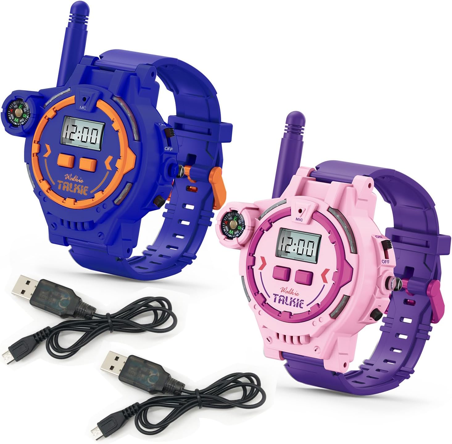 Kids Pols Walkie Talkies – 3 Mile Range, Horlogestijl met Digital Display, Kompas en Zaklamp, Perfect Adventure Toy voor Kinderen