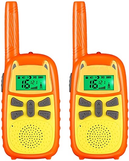 8-22 channels cute HandsFree Flashlight 7 Color LCD screen 3miles kids walkie talkie