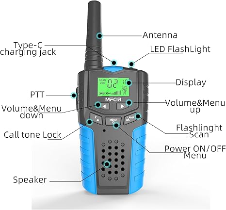 Rechargeable Walkie Talkies for Kids - 3-Pack with USB Charging, 22 Channels, and Long Range