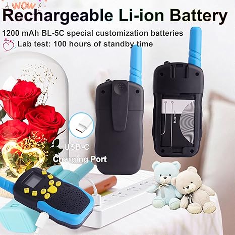 Kids Walkie Talkies with Clearer Screen - 2-Pack with Eye Protection, LED Display, and 22 Channels