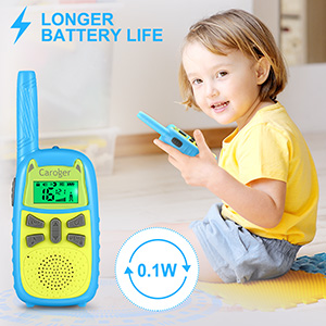 Blue and Green Kids Walkie Talkie - LCD Screen, LED Flashlight, Call Tone Button