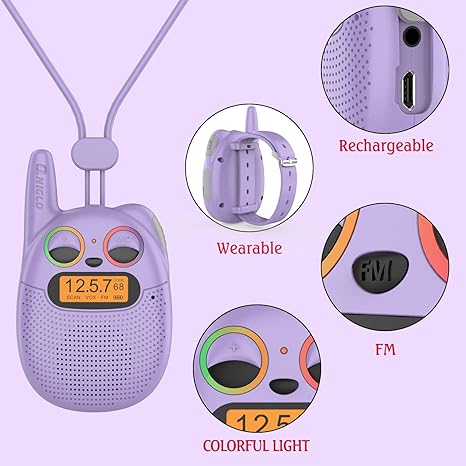 Cute Design Kids Walkie Talkies - 3-Pack with Fun Colors, Easy-to-Use Controls, and Long Range