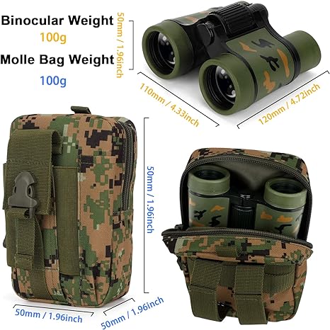 Kids Walkie Talkies Set with Camo Design, Binoculars, and Carrying Pouch – Perfect for Outdoor Adventures