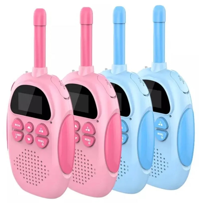 DJ100 Tortoise Walkie Talkies - 3KM Range, Rechargeable, Pink and Blue