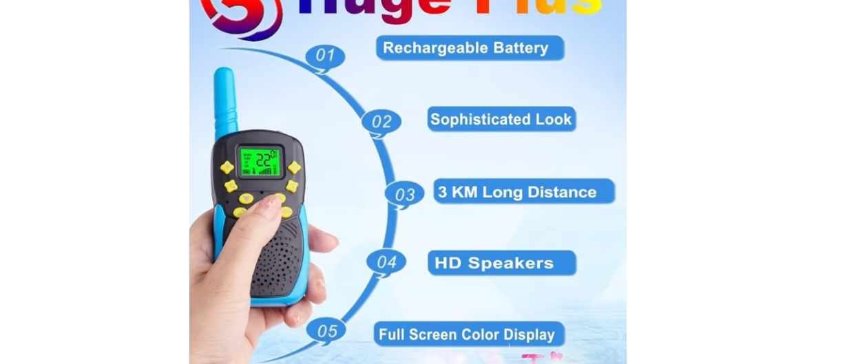 Rechargeable Kids Walkie Talkie - 1200mAh Battery, USB-C Charging
