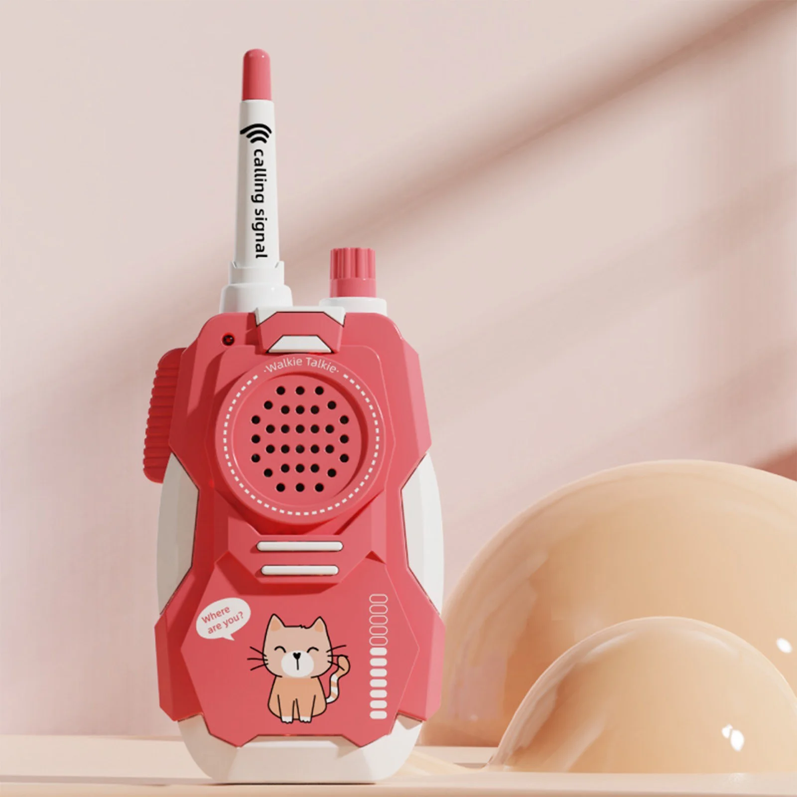 Kids Walkie Talkies – Cute Cat Design, High Definition Sound, Red