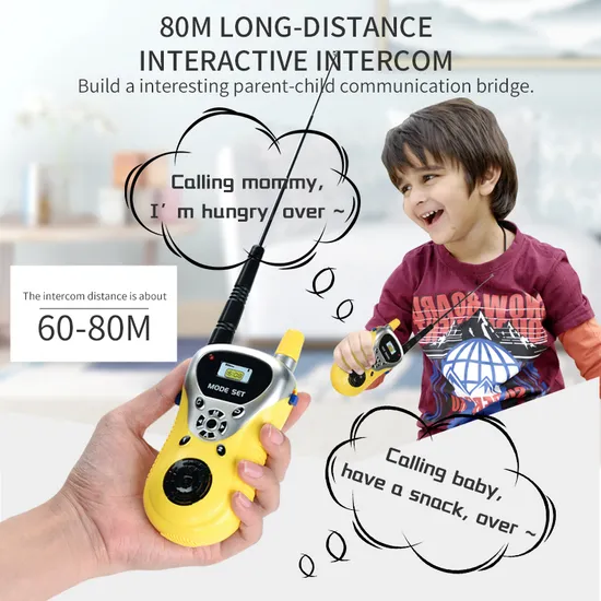 80M Long Distance Interactive Walkie Talkies - Parent-Child Communication, Yellow