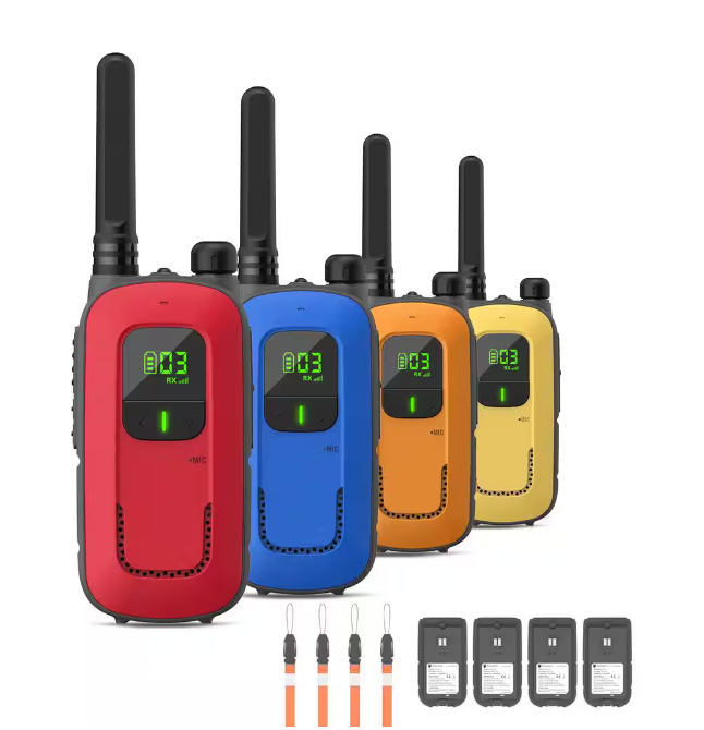 Rechargeable Kids Walkie Talkie - Micro-USB Charging, LCD Screen, LED Flashlight
