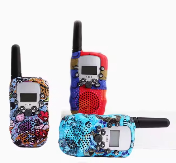 Colorful Kids Walkie Talkies - 3-Pack with Unique Patterns, LCD Screen, and Long-Range Communication