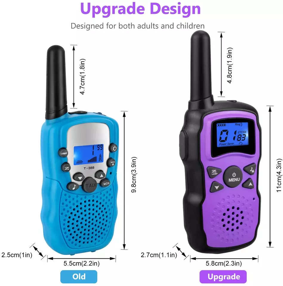 Kids Walkie Talkies – 22 Channels, VOX Baby Monitor, 1-5KM Range, Purple