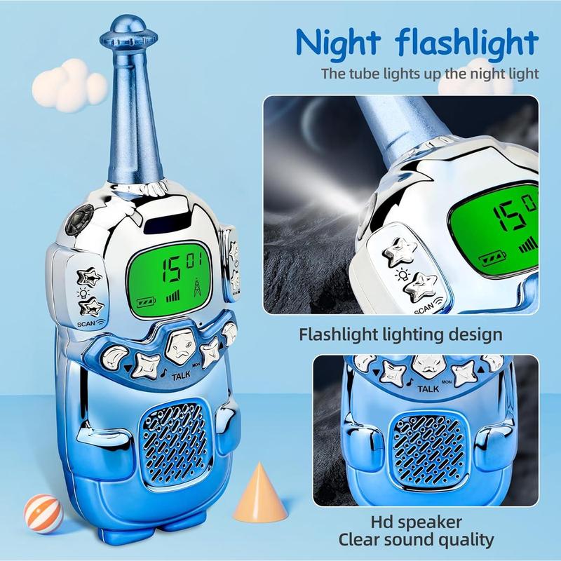 Lasten Walkie Talkie Night Taskulamppu, HD-kaiutin, 3 kilometrin alue - sininen
