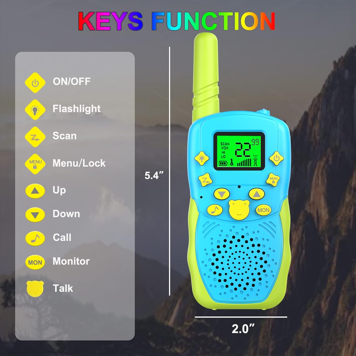 Oplaadbare Kids Walkie Talkies – 3-mijl bereik, digitaal scherm, schattig ontwerp met USB-opladen, ideaal voor binnen en buiten spelen
