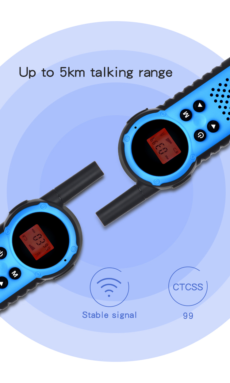 Walkie - talkie infantil - rango 3 - 5 km, 0,5w, 8 - 22 canales, con Vox y linterna