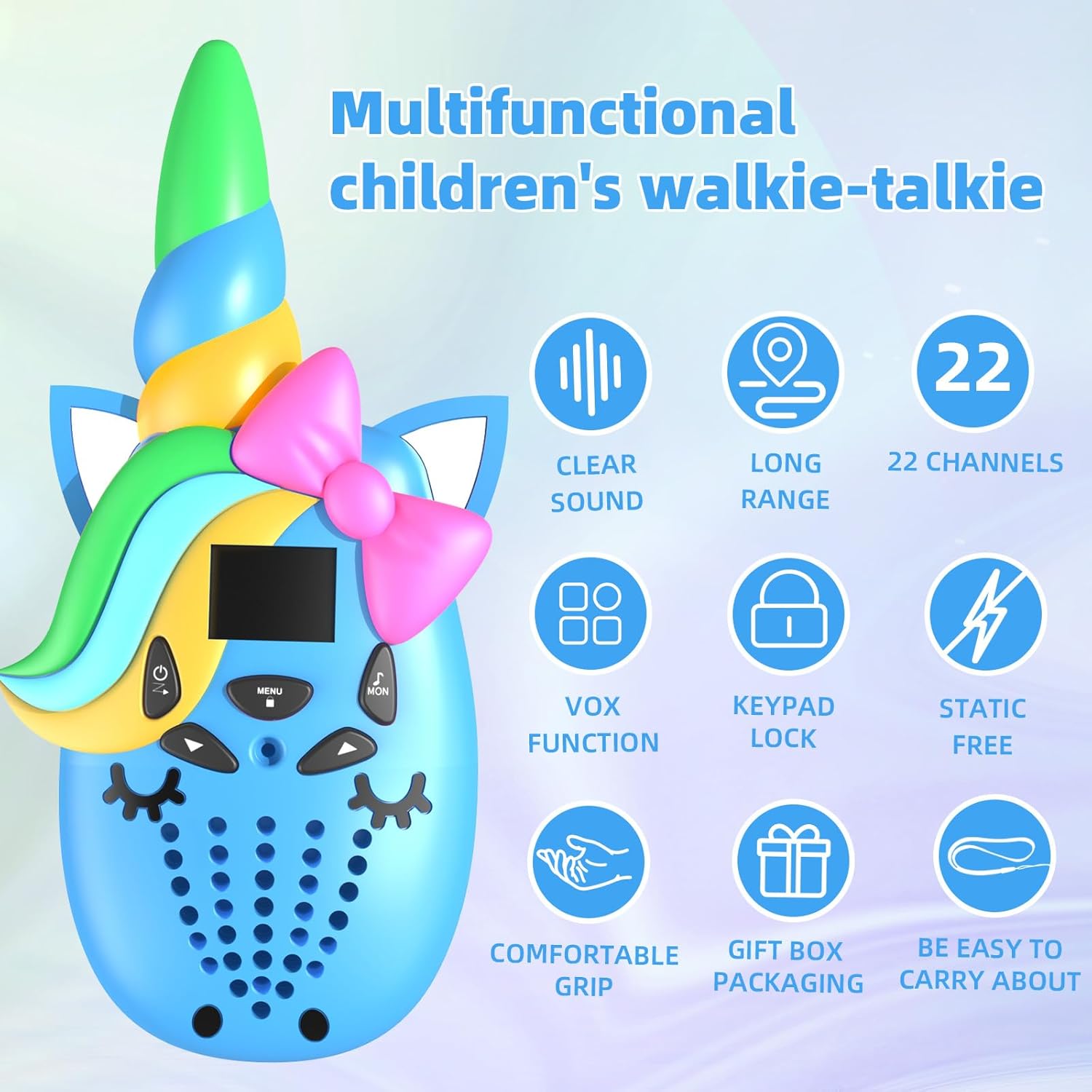 Eenhoorn Kids Walkie Talkies – 3 Mile Range, Schattig Eenhoorn Design met Digitaal Display, Perfect Gift voor Meisjes Leeftijden 3+