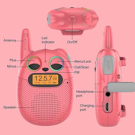 Cute Design Kids Walkie Talkies - 3-Pack with Fun Colors, Easy-to-Use Controls, and Long Range