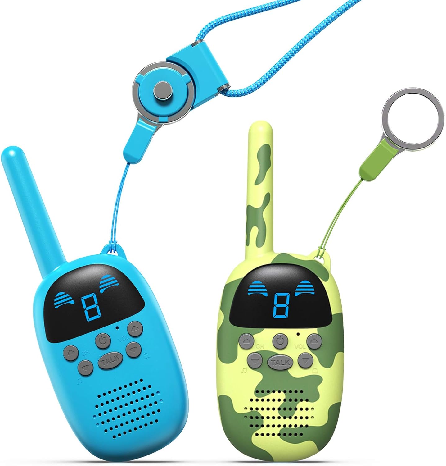 3-Mile Kids Walkie Talkie, 22 Channels Green Camouflage Handheld Radio, Ideal for Outdoor Activities and Family Use