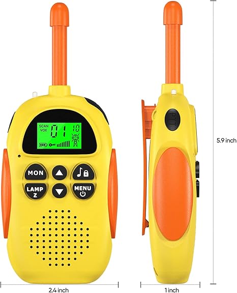 Colorful Kids Walkie Talkies - 2-Pack with USB Charging, 22 Channels, and Long Range