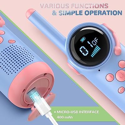 Blue and Pink Walkie Talkie for Kids - LED Flashlight, Remote Intercom, One-Button Call