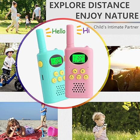 Rechargeable Kids Walkie Talkies Set, 22 Channels, USB Charging, and Multi-Color Design