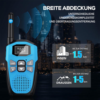 3 Miles Walkie Talkies – Rechargeable with USB-C, Long Range Two-Way Radios, LED Flashlight, LCD Display