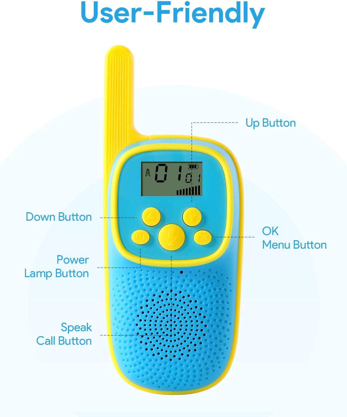 Kids Walkie Talkies – User-Friendly Design, Blue & Yellow, Easy to Use