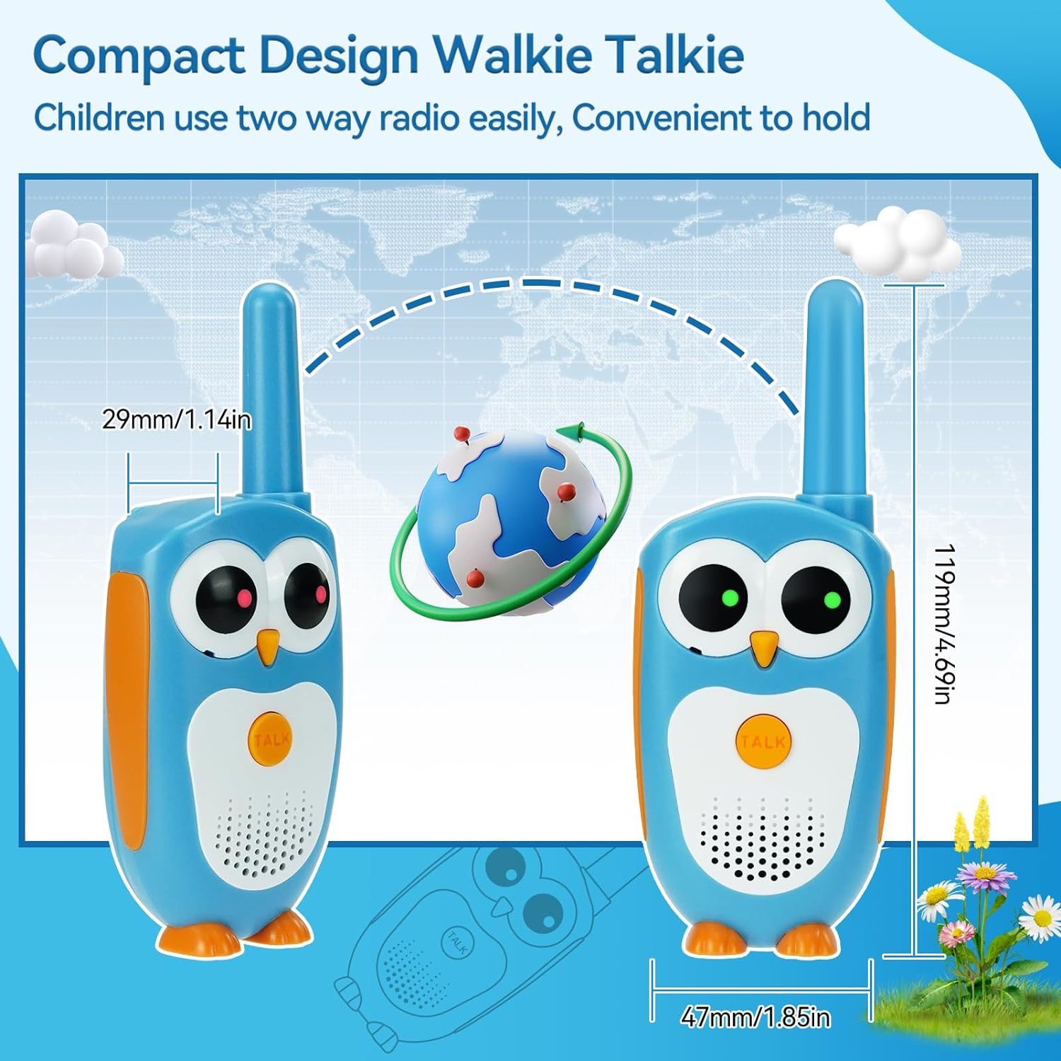 Children's Owl Walkie Talkie, 3-Mile Long-Range Two-Way Communication, Ideal for Outdoor Activities and Family Use
